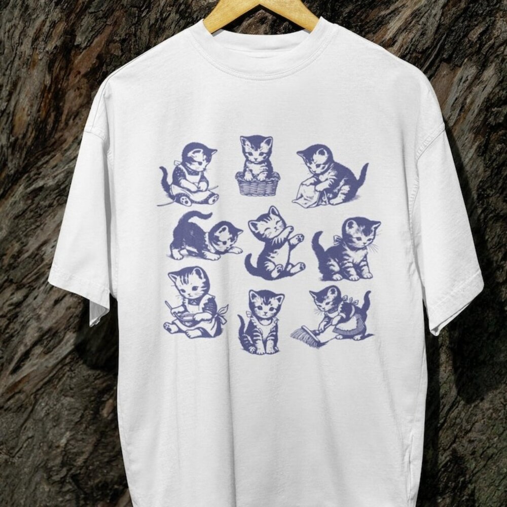 90s Cat Collection T-shirt, Retro Cat Lovers Shirt, Cat Gift